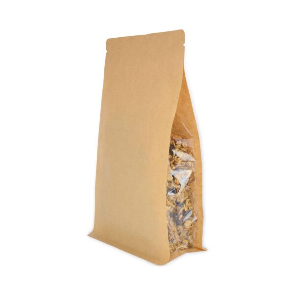 Kanpak inovativna pakiranja i papirnate vrećice | Box dno zip vrećice kraft s prozirnim bočnim utorima